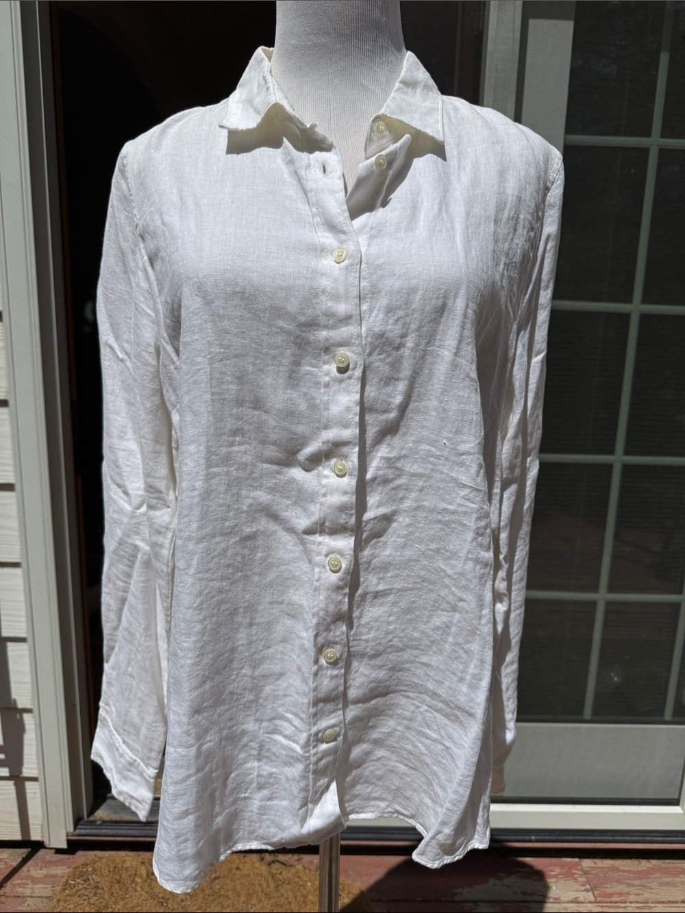 J.Crew NWT 100% Linen Button Down Shirt White Size Large